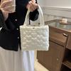 Heart Shape Cloud Handbag Solid Color Puffer Underarm Bag Casual Padded Tote Bag  Girls