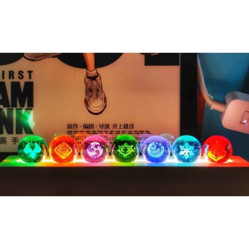 Genshin Elements Crystal Ball Night Light USB Lamp Birthday Gift Game Room Decor