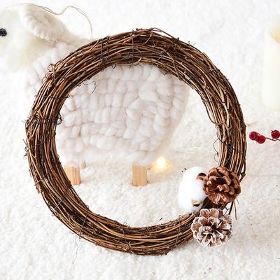 Christmas Natural Dried Flowers Rattan Artificial Handmade Wreath Wedding Christmas Decor DIY Hanging Weaved Garlands Crafts