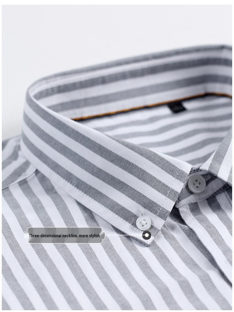 Men's All-Cotton High-End Retro Striped Shirt for Spring & Autumn