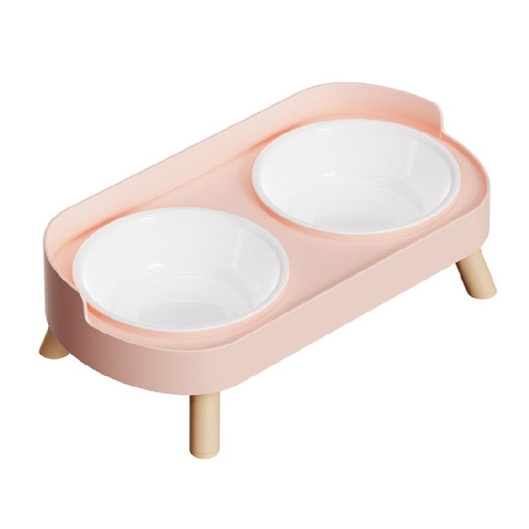 

Ergonomic Height Cats Dog Pet Feeders With Double Bowls Splash Resistant Shield And Stable Base For Floor Protective рожевий