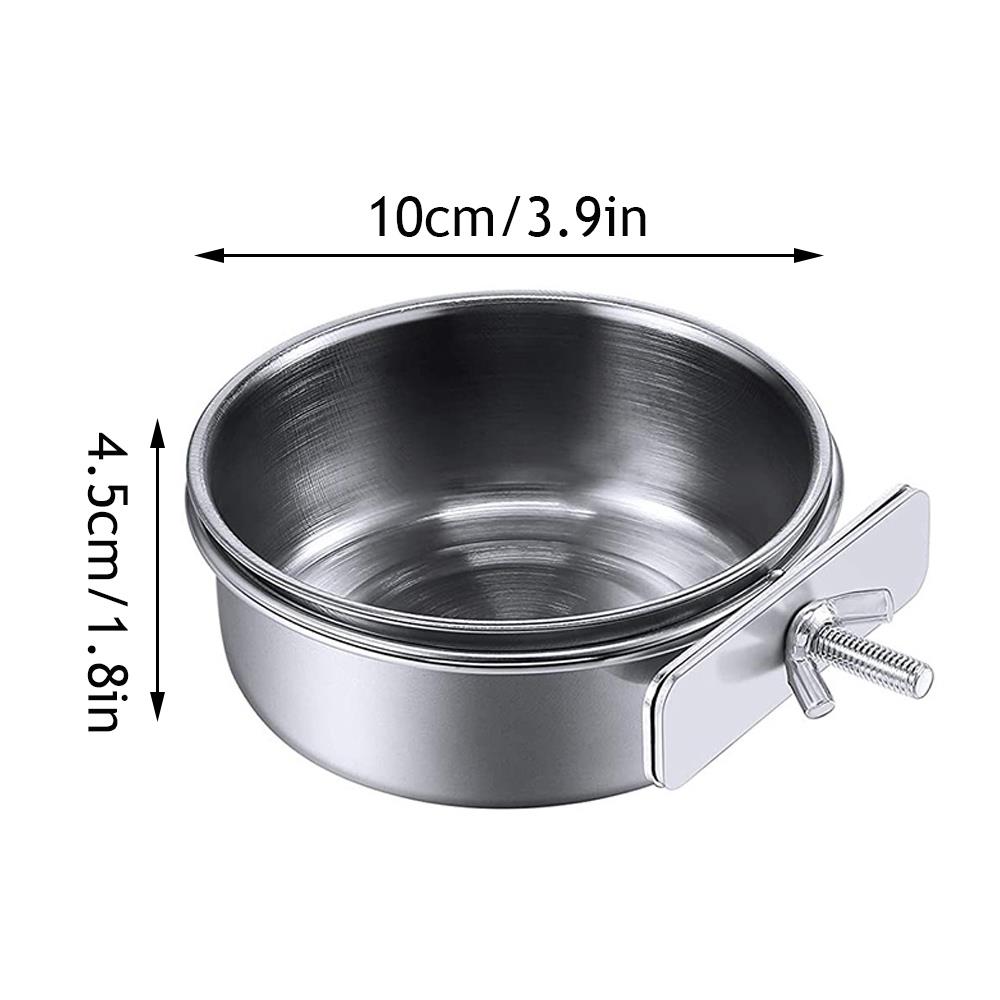 Stainless Steel Bird Bowls Parrot Feeding Bowl Cage Cup Hanging Bowl Clamp-on Water Drinker Pet Food Dish Parrot Rabbit Hamster