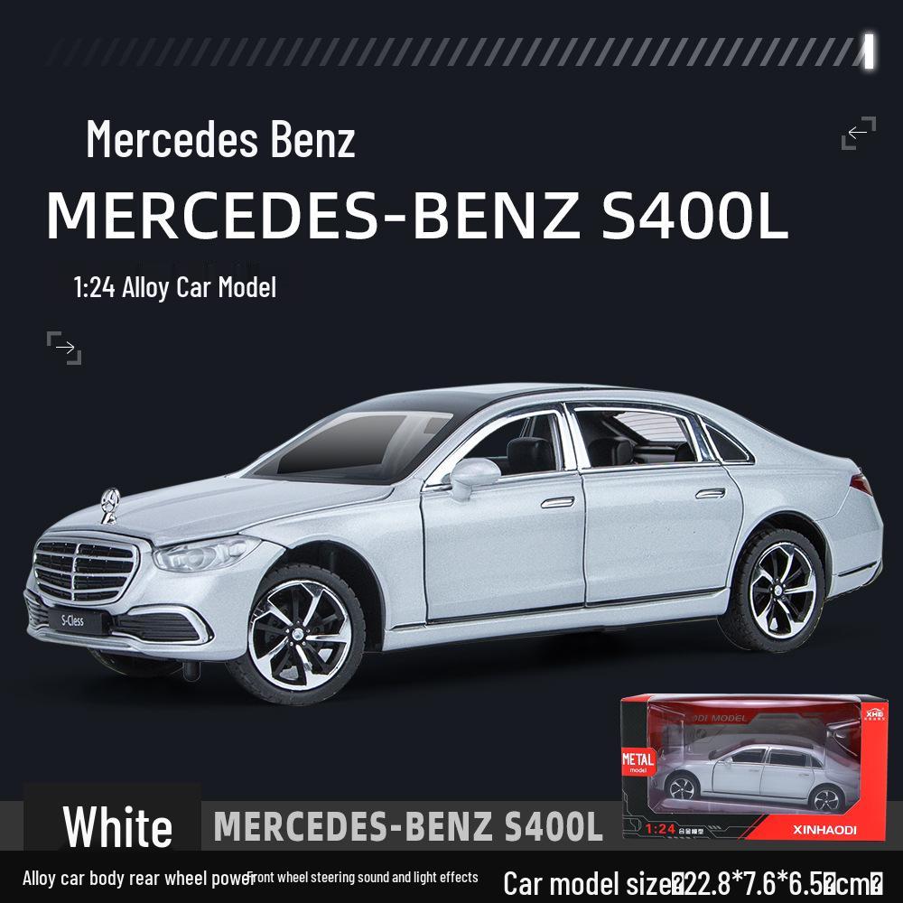 

Новый Хаоди 1:24 Модель седана Mercedes-Benz S400L из сплава с открывающимися дверями, подвеской и выдвигающимся логотипом