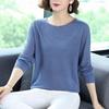 Spring Thin Outer T-shirt Women's Long Sleeved Hollow Loose and Slimming Knit Plus Size Top