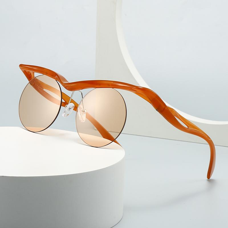 Cross-Border New Men's European and American Round Trendyy Modern Charm Retro Sunglasses Women's Lh168