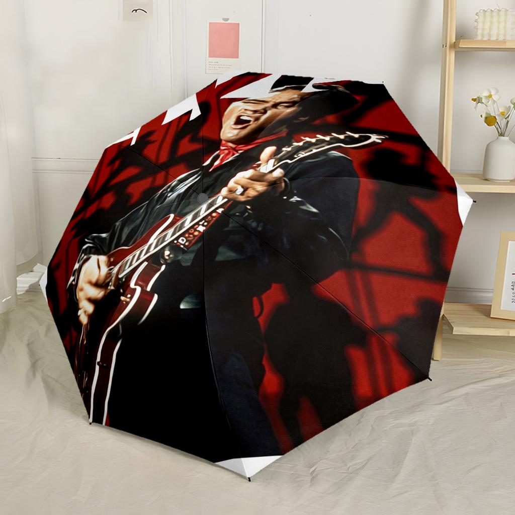 Elvis Presley Performance Outdoor Automatischer Regenschirm mit 8-Speichen Faltbarem Design Reiseutensil Modefans Geschenk für Festivals