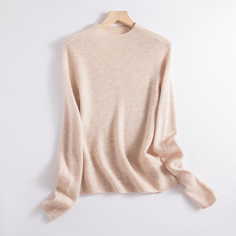 Extended semi-turtleneck wool sweater women's 0 full wool seamless integrated knitted backing soft waxy fleece autumn top new