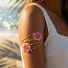 Gold Color Spiral Upper Arm Cuff Bracelet for Women Pink Enamel Flower Armlet Bracelet Fashion Summer Body Jewelry Gifts