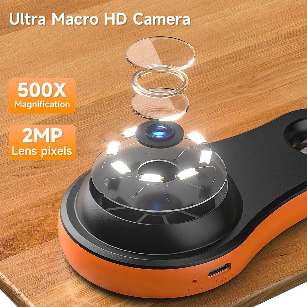 With 2 Inch Screen Magnifying Glass 500x Zoom Handheld Magnifying Glass  Birthday Gift