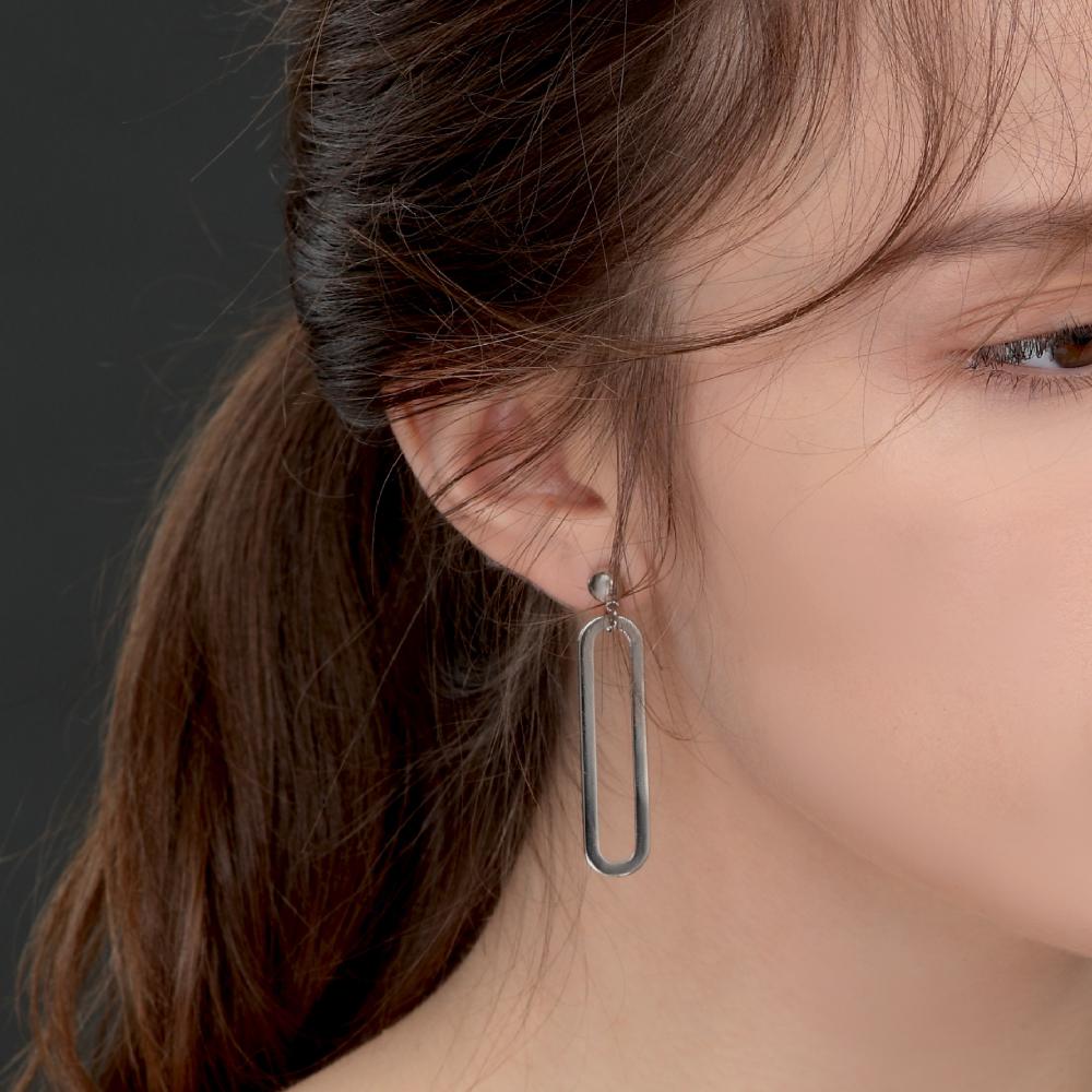 My Omelet Ellipse Silver Earrings
