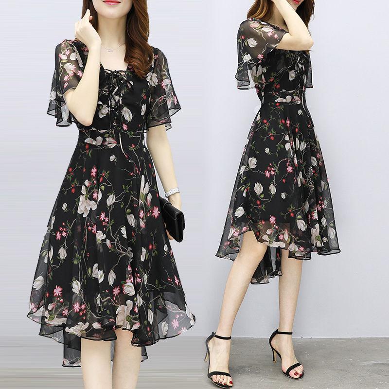 

Большое женское платье Юбка феи Fat Sister Шифоновая юбка трапециевидной формы Сексуальная юбка с v-образным вырезом Модная юбка с расклешенными рукавами и ласточкиным хвостом Дизайнерское платье 4XL чёрный