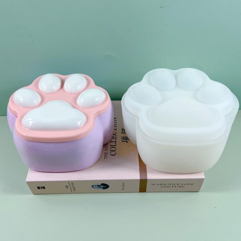 Cat Paw Shape Box Epoxy Molds Silicone Jar Resin Molds for DIY Cat Claw Storage Box Personalize Cat Claw Organizer Molds