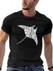 Manta Ray Floral Graphic Tee Men Short Sleeve Breathable Cotton Casual Summer TShirt