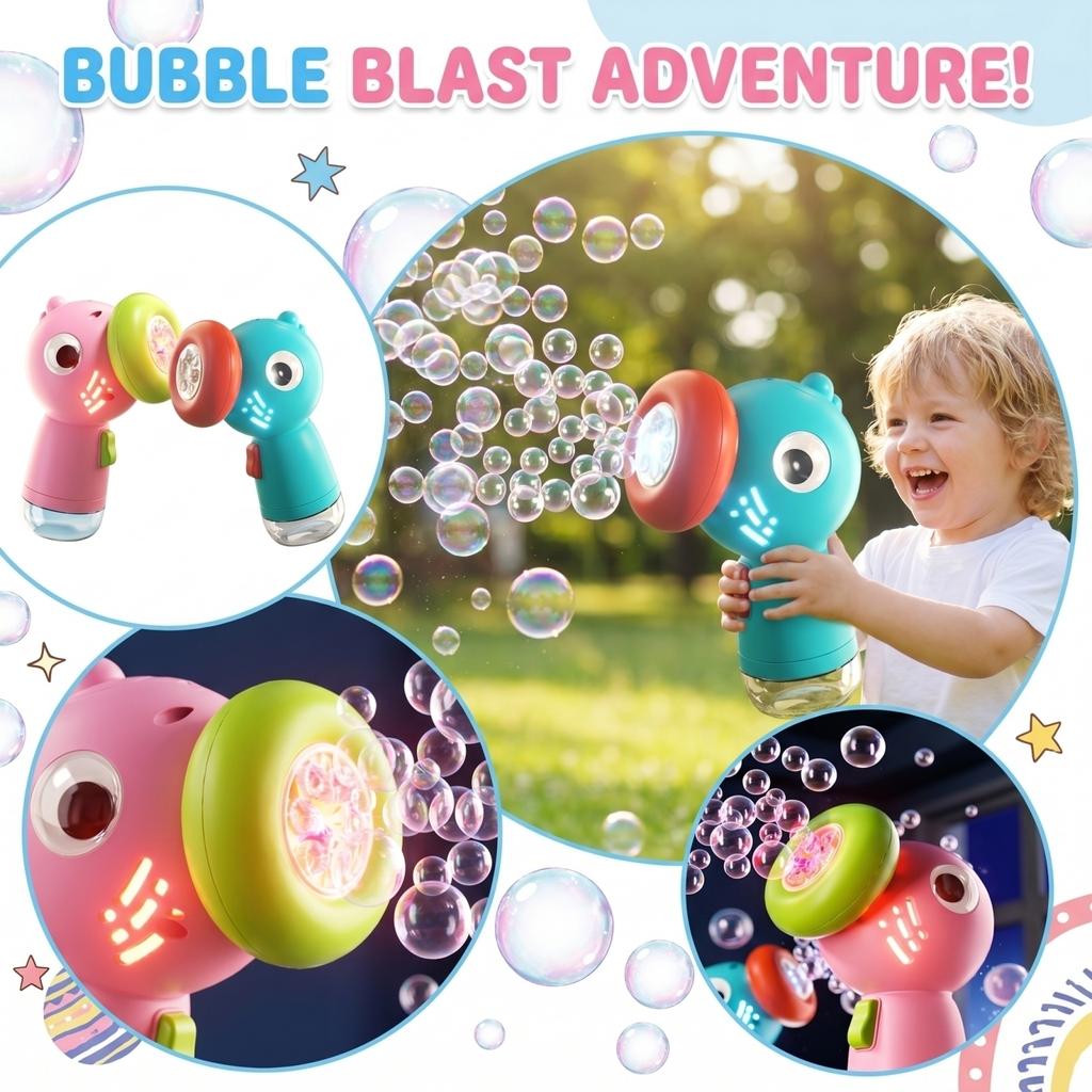 Machine Wand For Girls Boys Toy, Bubble Machine Maker Blower Toys With Light & Music, Toddler Outdoor Toys Bubble Solution (10ml)
