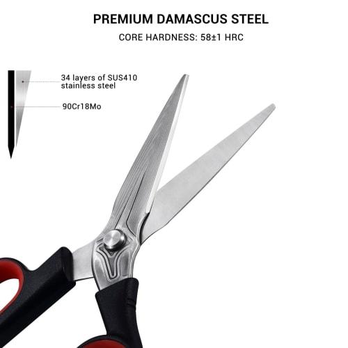 LIVINGO Damascus Scissors - Premium Heavy-Duty Steel, Sharp Blades, Ideal for Cutting Fabric, Cardboard, and Metal Wire, Retro Industrial Design, with