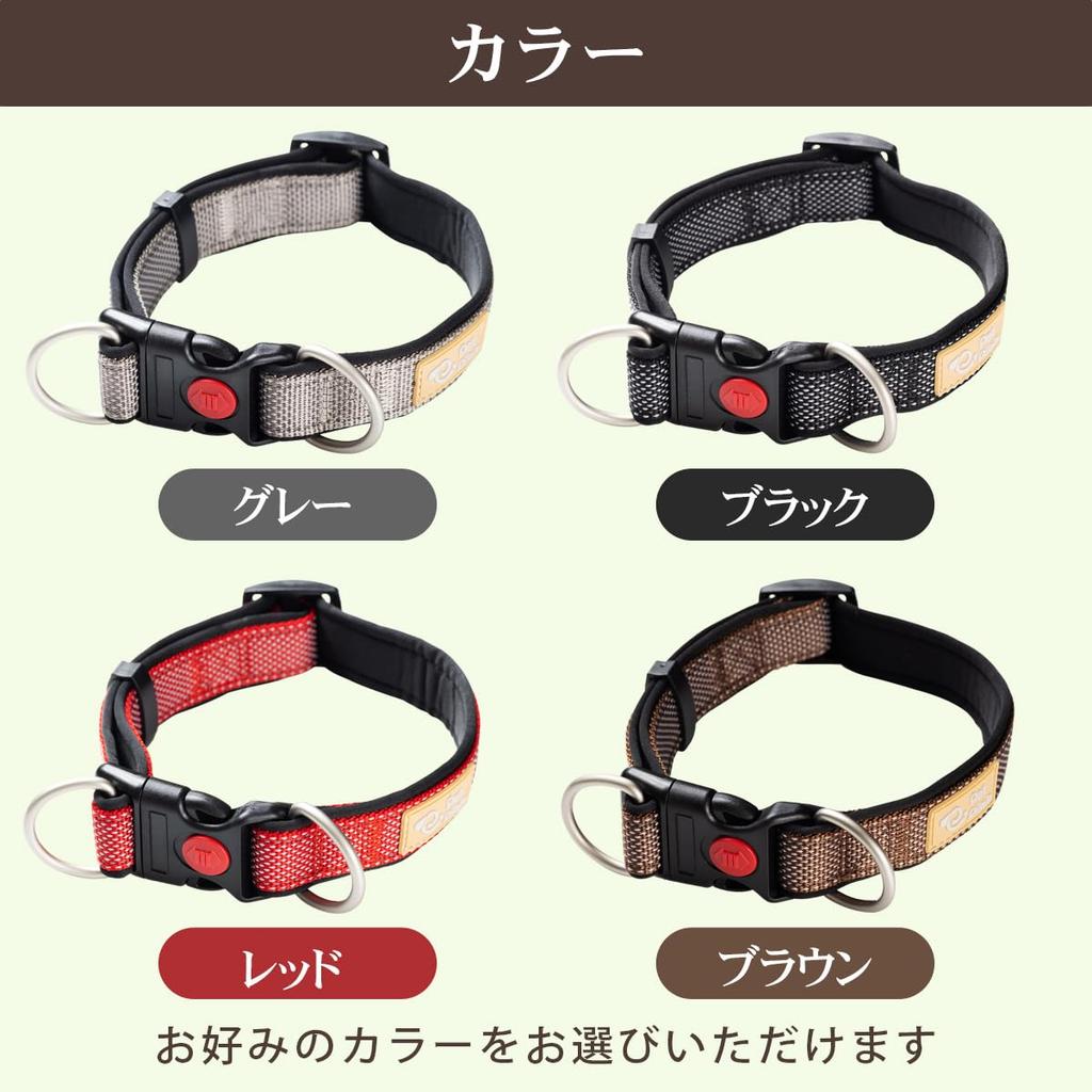 PetPilala Dog Walking Soft Night Escape Double Double Durable Collar, Training, Painless, Pad, Reflection, Prevention, Lock, Ring, (Gray, S)