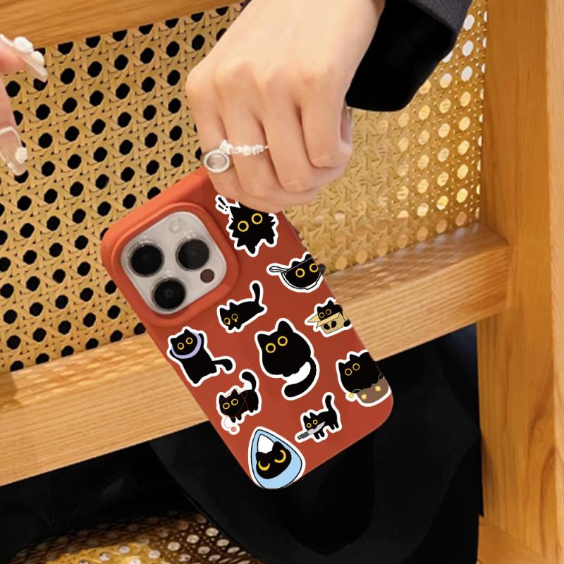 500Pcs Cute Black Cat Stickers Creative Diy Graffiti Stickers Phone Water Bottle Luggage Decals Children Reward Decor Stickers