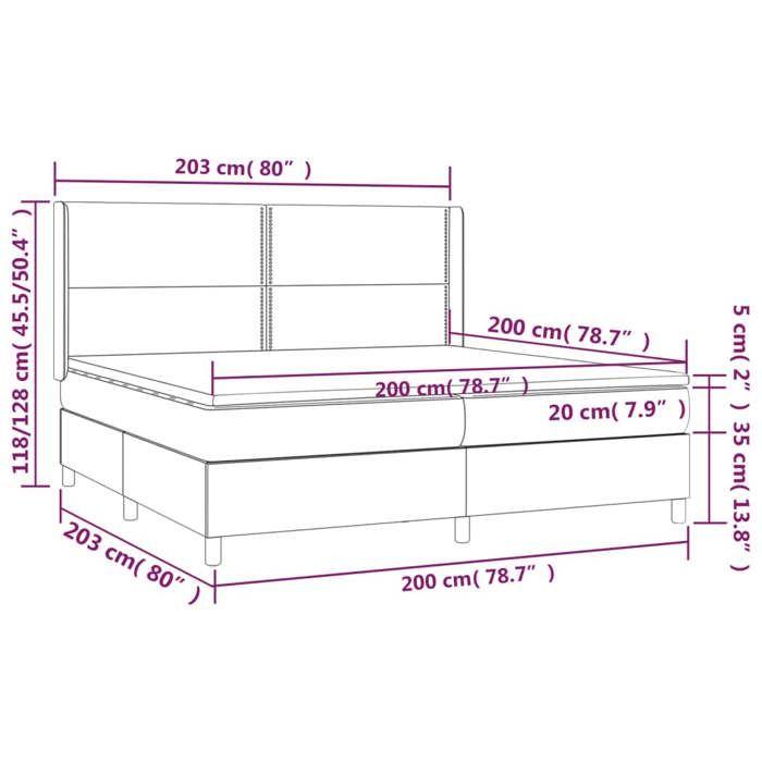 VidaXL Slat Bed Base with Mattress and LED, Upholstered Bed with Headboard, Double Bed, Adult Bedroom Bed, 3138825