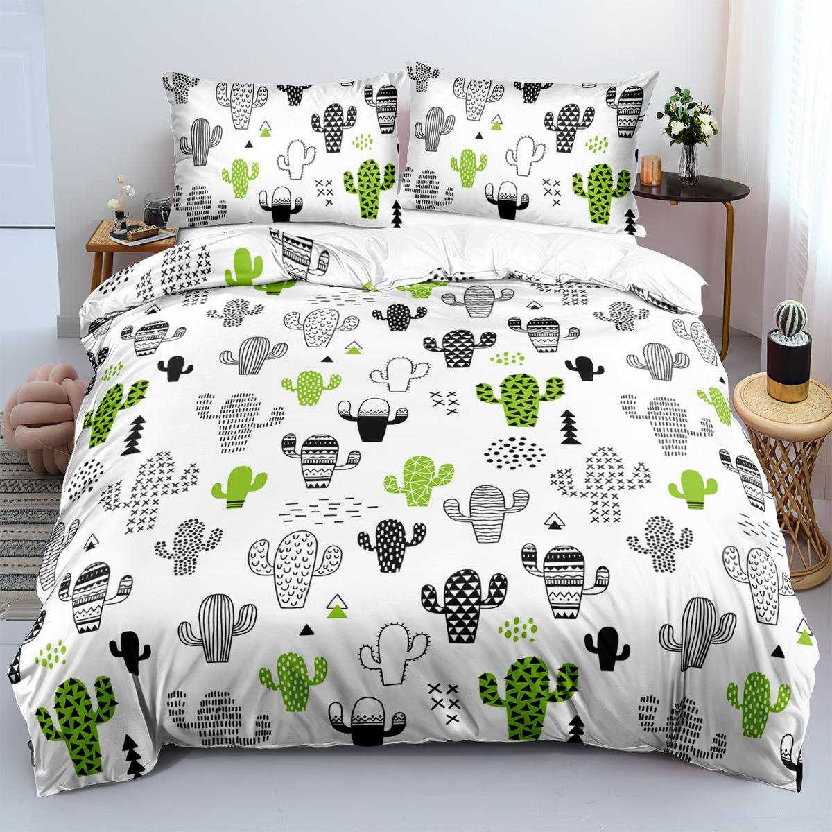 

Plant Cactus Bedding Set 3D Printed Duvet Cover Set Soft Single Twin Double Queen Size Bed Set Home Decorations For Bedroom Eu Single 135x200cm