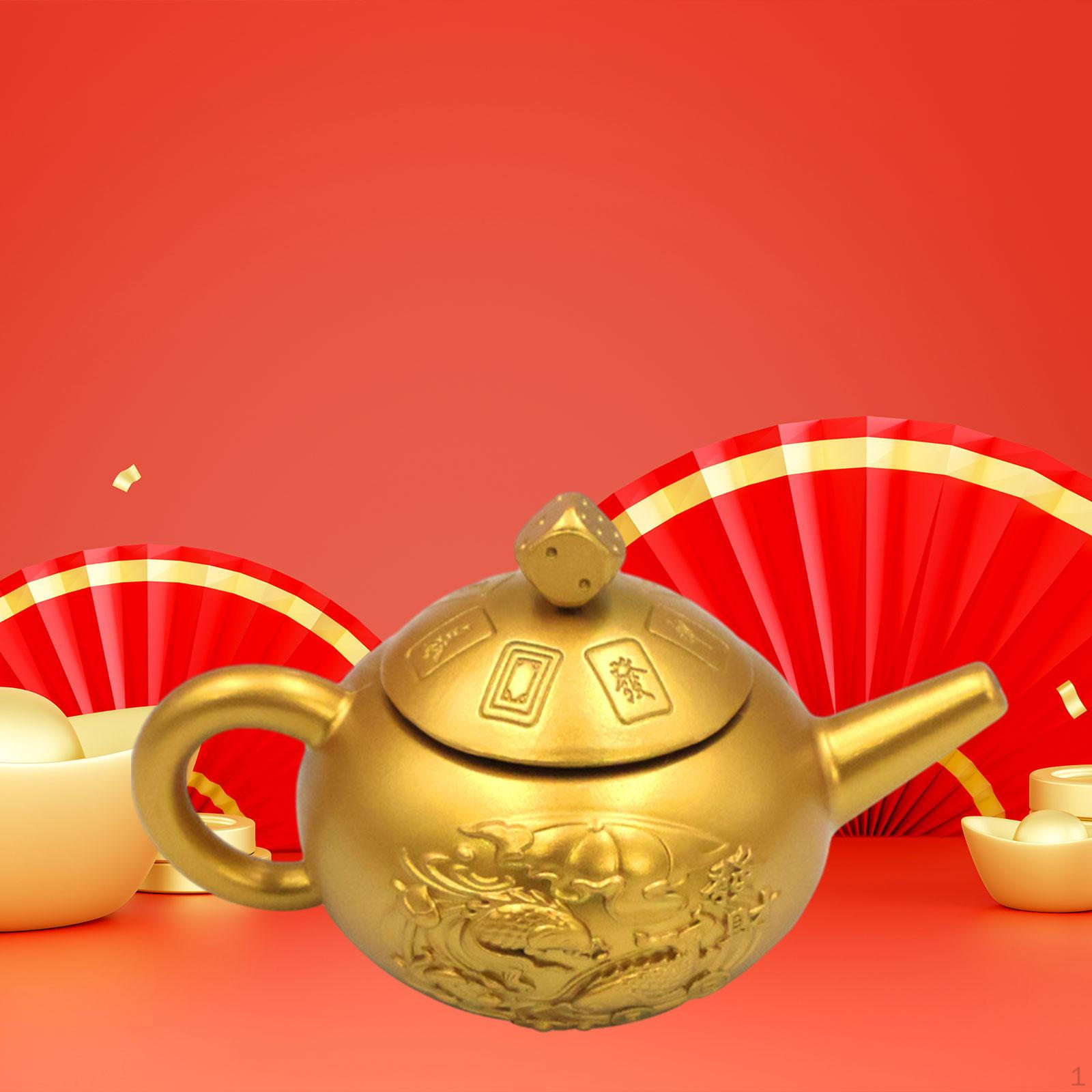 

Copper Mini Teapot Decoration Miniature Handheld 7x4cm Handcrafted Tea Kettle Feng Shui Crafts for