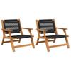 Garden Relaxation Chair 2 pcs. Black Solid Wood Acacia