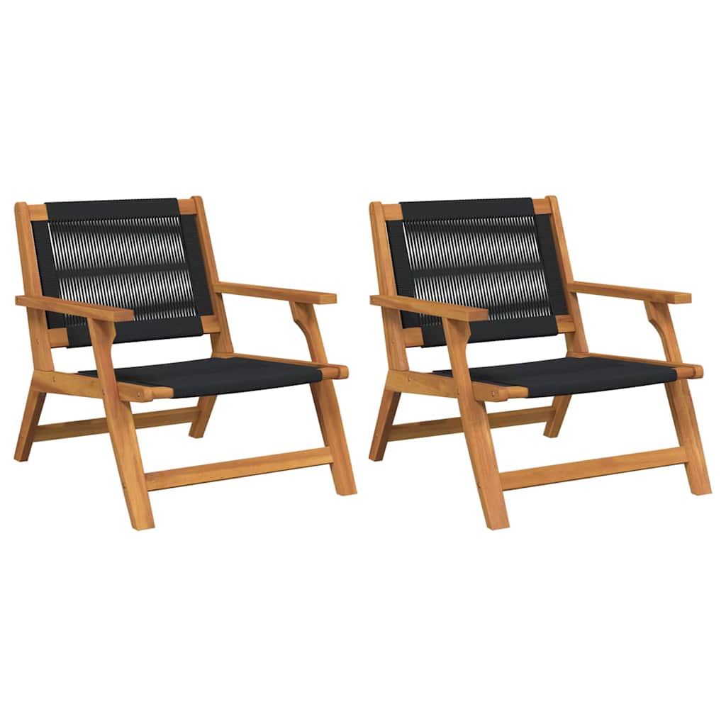 Garden Relaxation Chair 2 pcs. Black Solid Wood Acacia