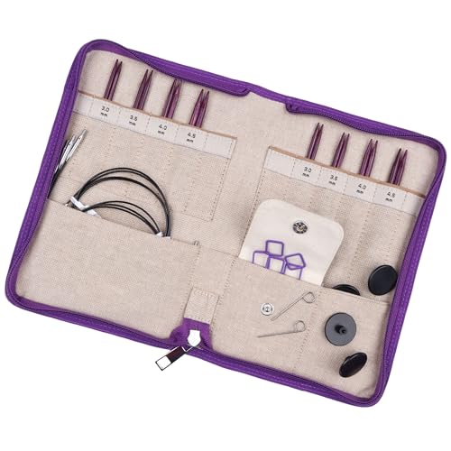 

KnitPro Ginger Purple Сменный круговой набор спиц, 8 пар, 10 см и 13 см, с леской GlideX, KnitPro Ginger Purple, 31601, Высокое качество, Вязание