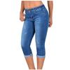 Women's Fashion Slim Jeans Cuffed Stretch Jeans Plus Size Cropped Pants