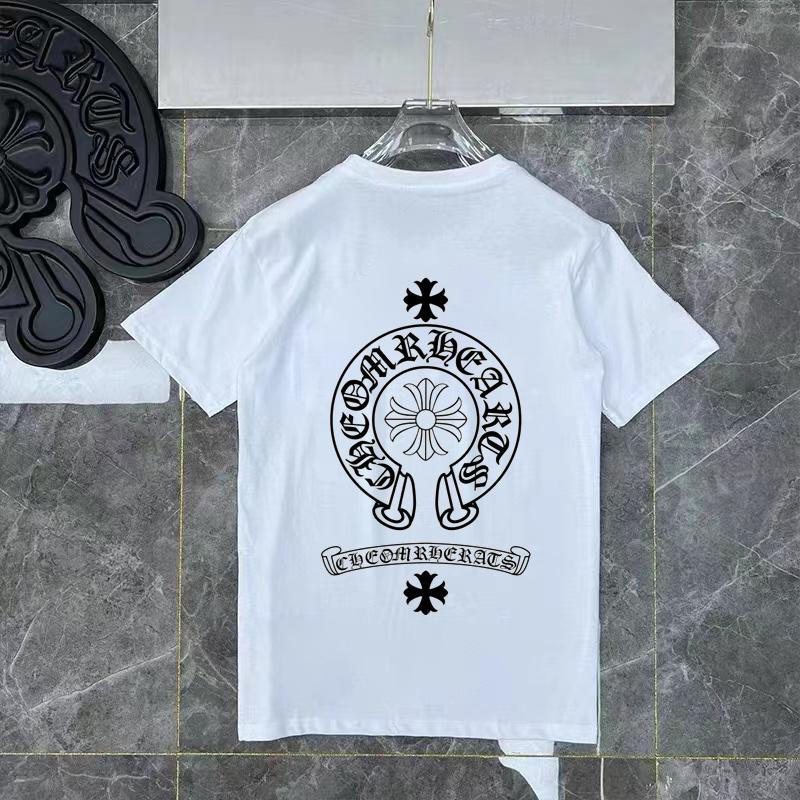 

D44 CHROME HEARTS 2026 Summer New High Quality Cotton Round Neck Loose Large Size Men s and Women s T-shirt Couple T-shirt XL білий