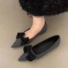 [Youshilai] Pointed Bow Temperament Single Shoe Women's 2025 Winter New Shallow Mouth Casual Versatile One Pedal