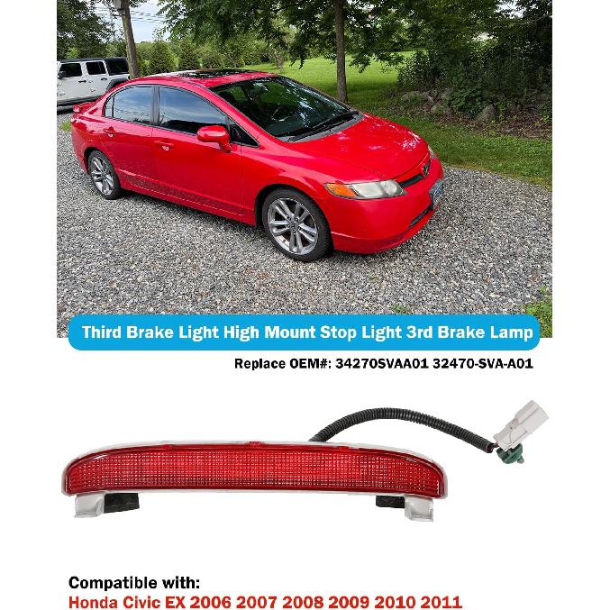 

FASTCHE 923-218 3Rd Third Brake Light High Mount Stop Light Compatible with 2006 2007 2008 2009 2010 2011 Honda Civic EX 2-Door Coupe Models Replaces