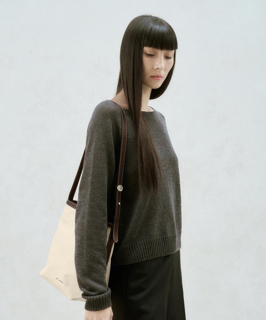 Re Rhee Square Nylon Shoulder Bag Ivory Beige