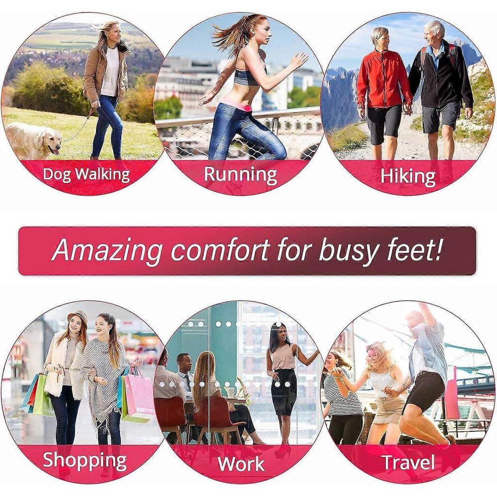 2 Pair Pack (Pink 30-40m) Memory Foam Arch Support Pads for Fasciitis Insoles Boots Heels Pain Relief Bunion Feet