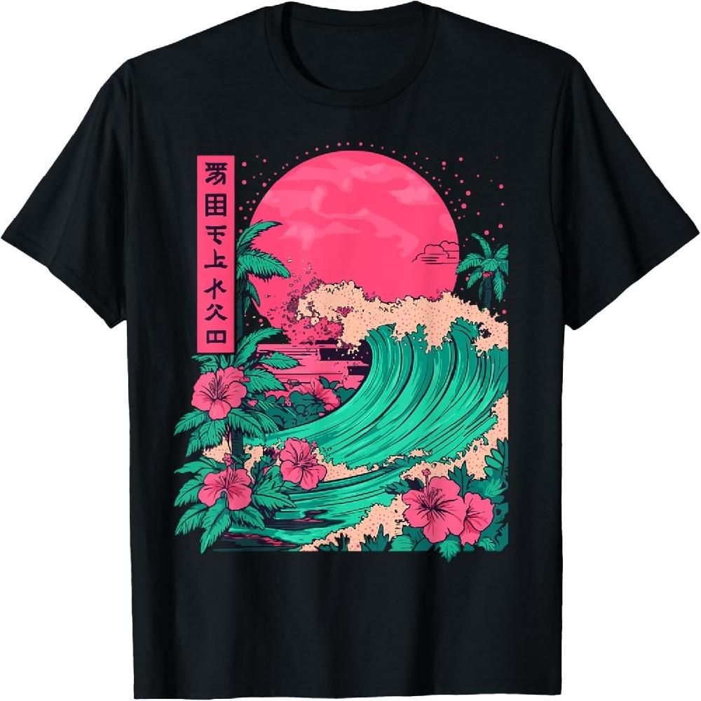 

Aesthetic 70 s Japan Manga Palm Tree Unisex Adult Anime Novelty T-Shirt - Black, Small, Short Sleeve, Crew Neck, Classic, All Seasons XXXXXL чорний