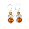 Natural Citrine Gemstone 925 Sterling Silver Handcrafted Jewelry Earrings 1.12" EE-69-1