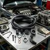 6.7L Maintenance Engine Ventilation Kit with Flexible Hose, Black Finished Metal Adapters, Sealing Hardware and Installation Parts