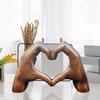 Heart Hands Statue Love Gesture Decoration Modern Art Sculpture Wood Grain Effect Love Sculpture Room Wedding Decoration
