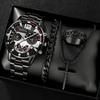 Watch Set, Watch, Men's Glass Quartz Watch, Steel Belt, One Men's Watch.