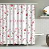 Bath Shower Curtain Name Initials Printed With Delicate Floral Pattern In Pink White For Bathroom Decora