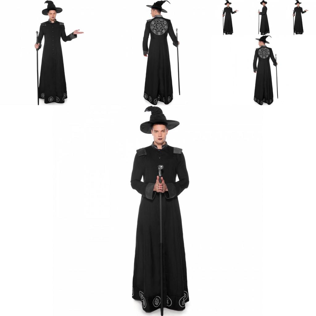 Classic Black Wizard Costume For Men Perfect For Halloween Parties And Cosplay Events