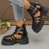 Fashion 2025 Brand Shoes Female Closed Toe Women's Sandals Fashion Belt Buckle Casual Back Zipper Summer Hollow Out Platform Sandals