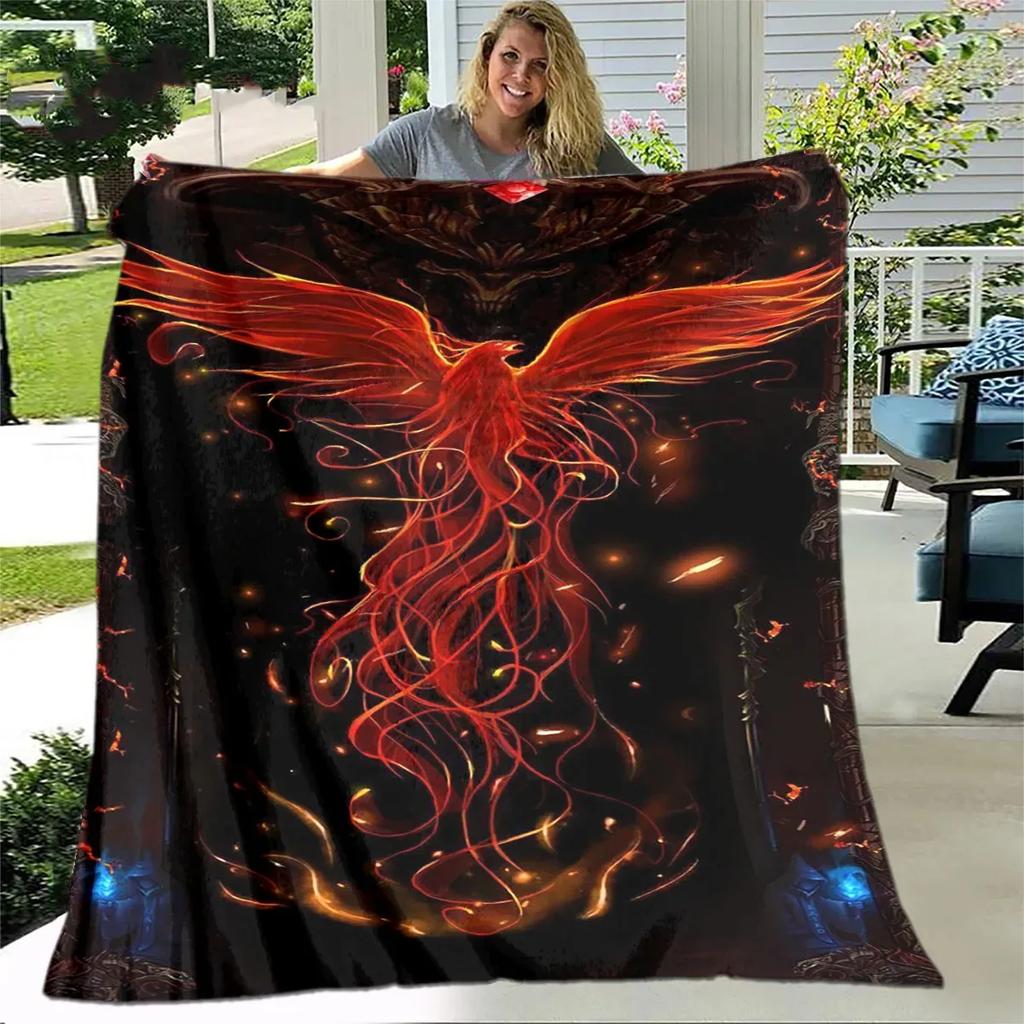 Inferno Phoenix Series digitalprinted polyester Bedroom velvet flannel cover blanket Fleece soft sofa cover blankets for beds