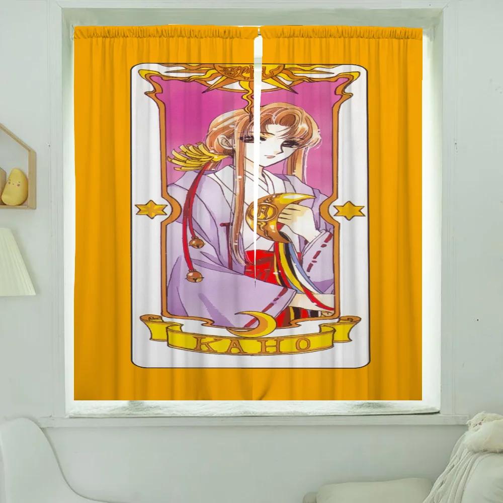 Kitchen Curtains for Living Room 2 Pieces Blackout Curtains Door Curtain C-cardcaptor S-sakura Bedroom Decoration Partition Home