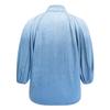 Spring Summer Lightweight Loose Women's Denim Shirt Butterfly Knot Elegant Bubble Sleeve Semi High Collar Casual Chic Pullover Tops