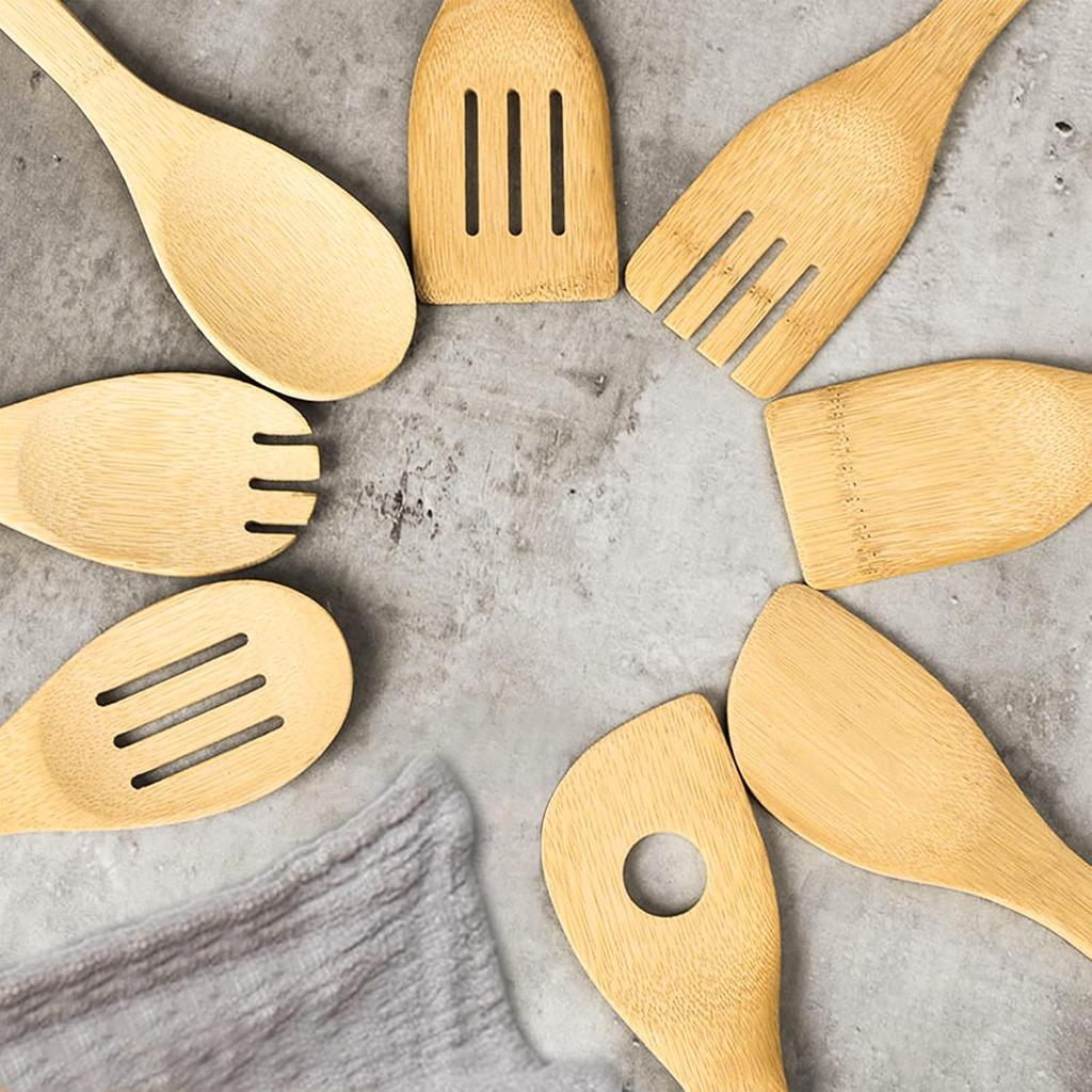 DEAYOU 16 PCS Bamboo Wood Spoons Set, Cooking Utensils for Cookware, Wok, Everyday Use, Mothers Day Gifts, Housewarming Gifts