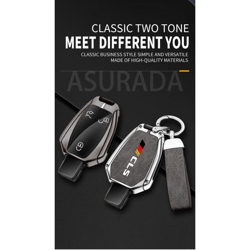 Auto TPU Zinc Alloy Key Case Bag For Mercedes Benz CLS Logo Car Key Chain Car Metal Key Shell Interior Decoration Accessories