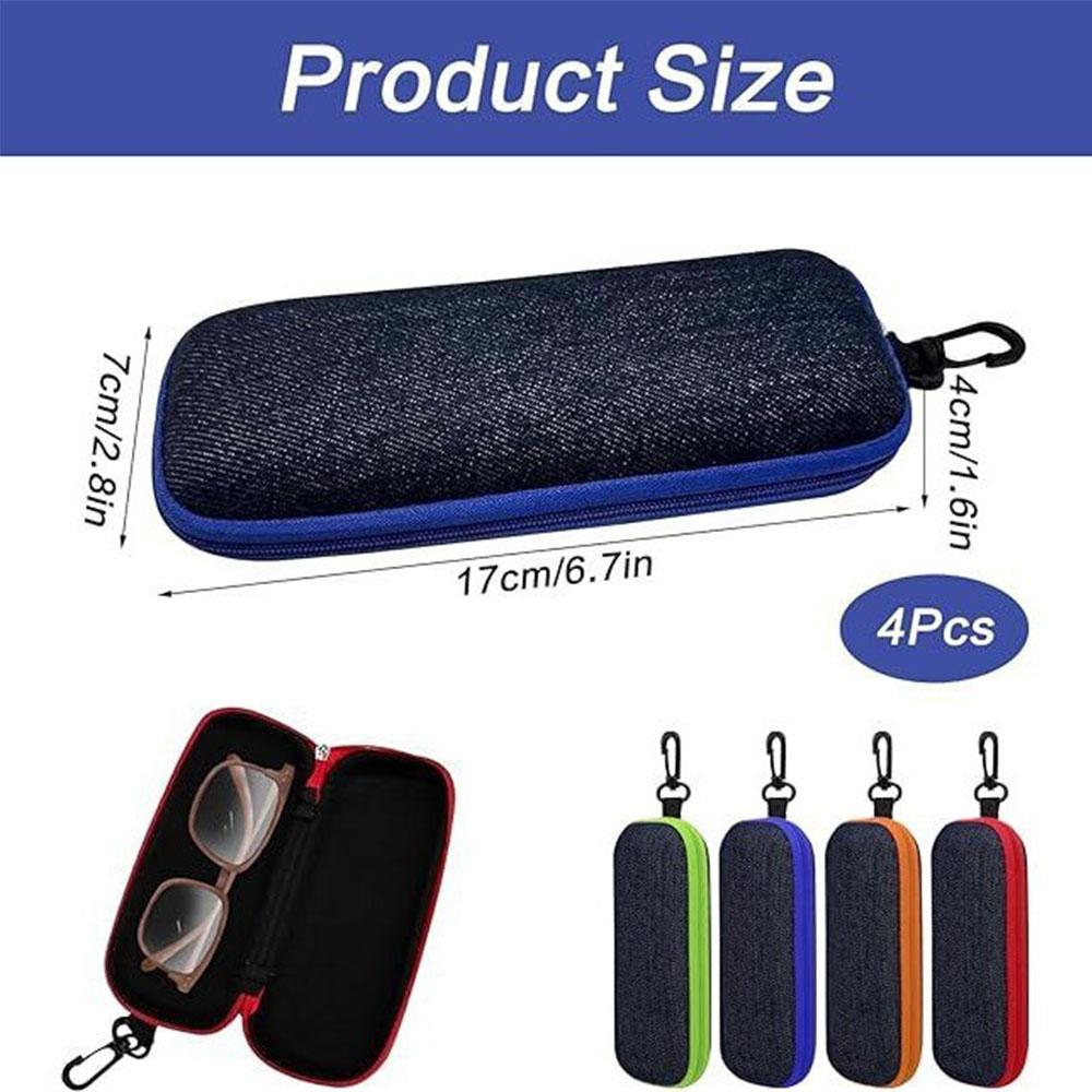 4Pcs Glasses Case With Zip And Carabiner Hook For Men And Women