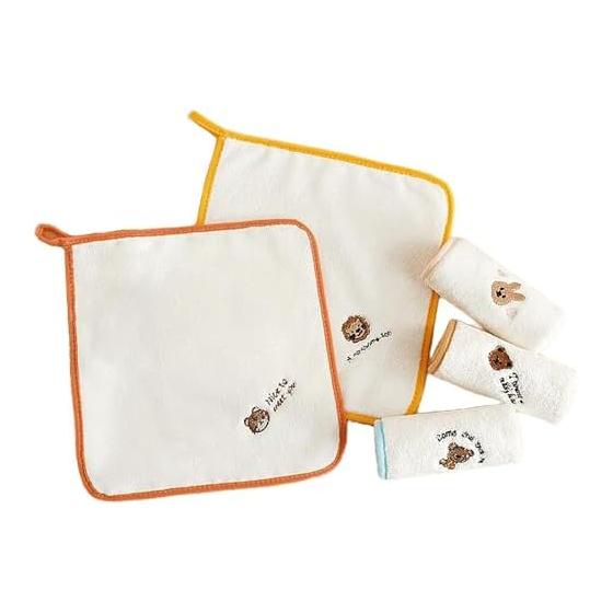 Set of 5 Loop Towels, Soft and Skin-friendly, Children s Towels, Mini Towels, Hand Towels, Mouth Wipes, Preparation for Kindergarten, Absorbent,