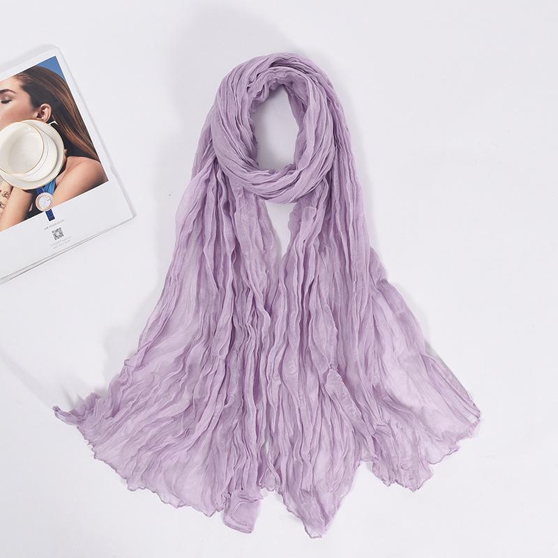 90x180cm Candy Color Wrinkle Women Scarf Vintage Fashion Retro Long Scarf Female