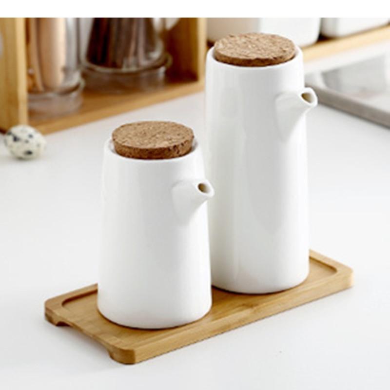 Simple Household Ceramic Seasoning Jar Set Salt and Pepper Storage Oil Pot Kitchen Spice Organizer